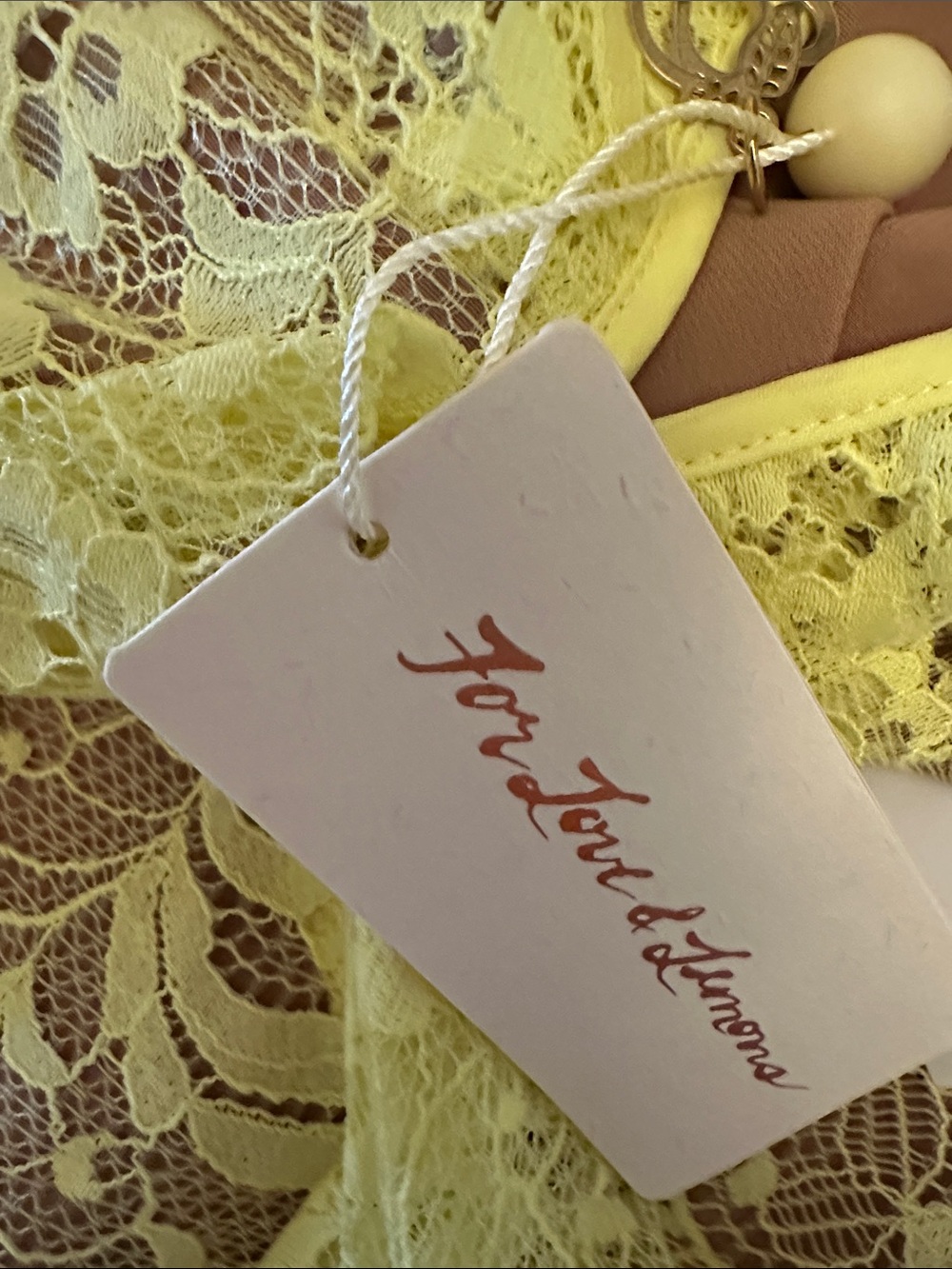 💜 #70 BNWT FOR LOVE & LEMONS Yellow Lace Ruffle Mini Dress $279 - Picture 6 of 12